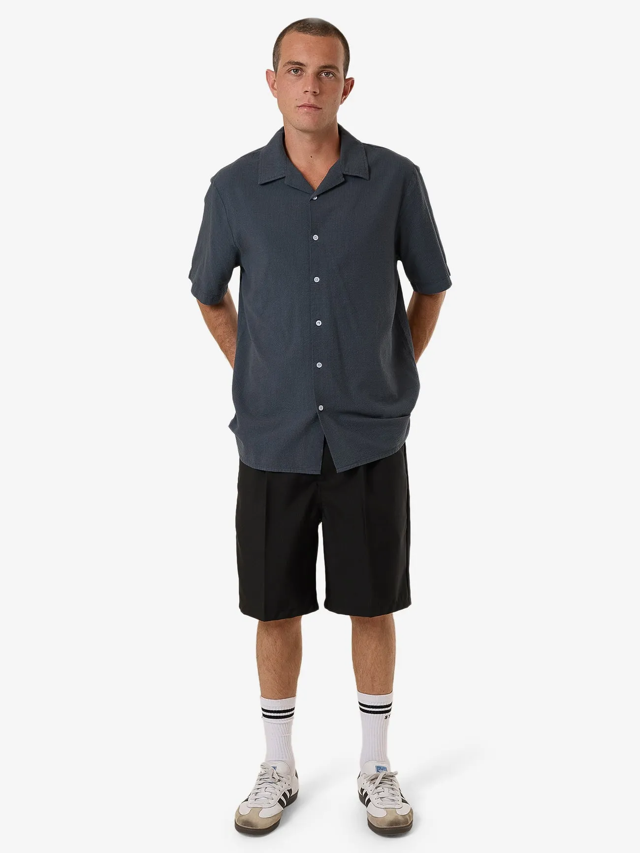 Minimal Thrills Stripe Bowling Shirt - Dark Slate sold by Thrills product image thumbnail 5