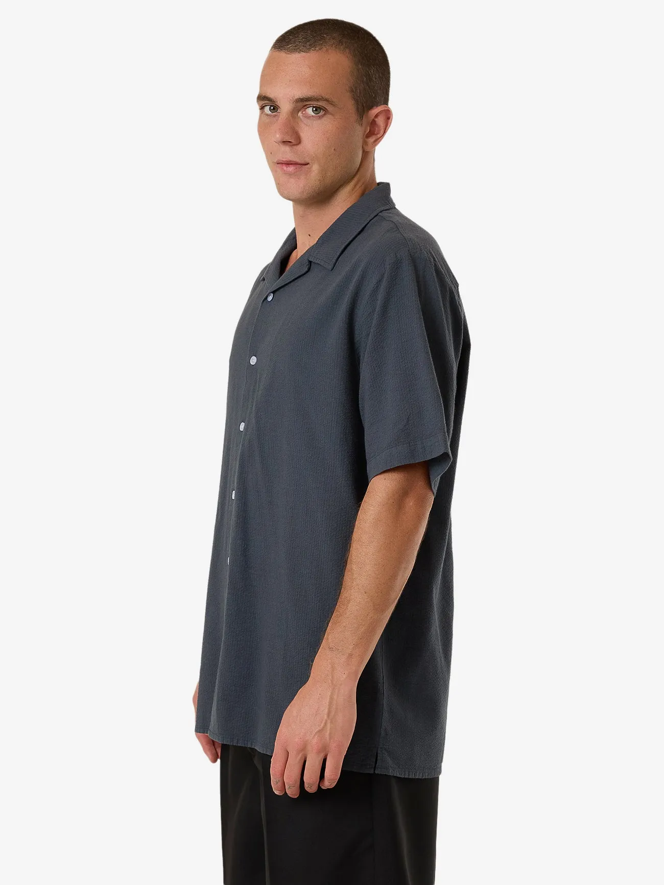 Minimal Thrills Stripe Bowling Shirt - Dark Slate sold by Thrills product image thumbnail 3