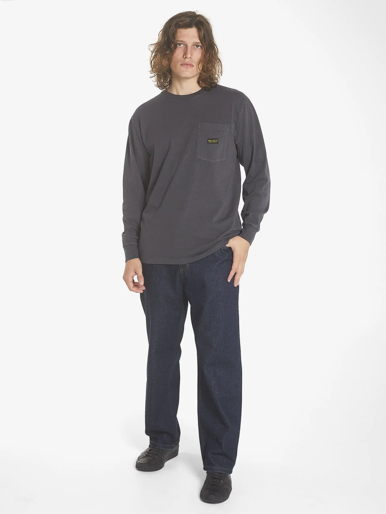 Thrills Union Oversize Fit Long Sleeve Pocket Tee - Dark Charcoal sold by Thrills product image thumbnail 5