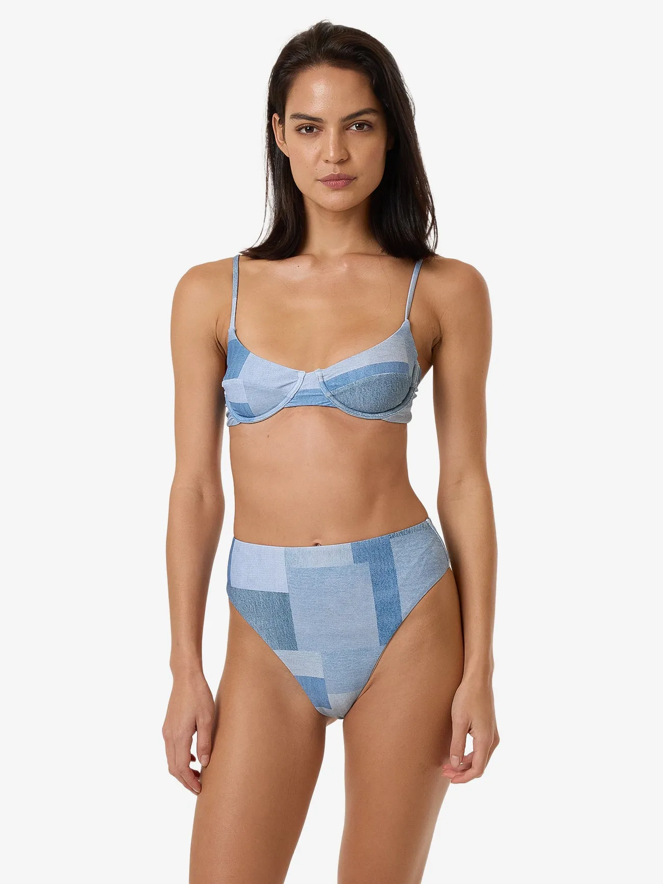 Shades Of Indigo 90S High Cut Bikini Bottom - Blue sold by Thrills