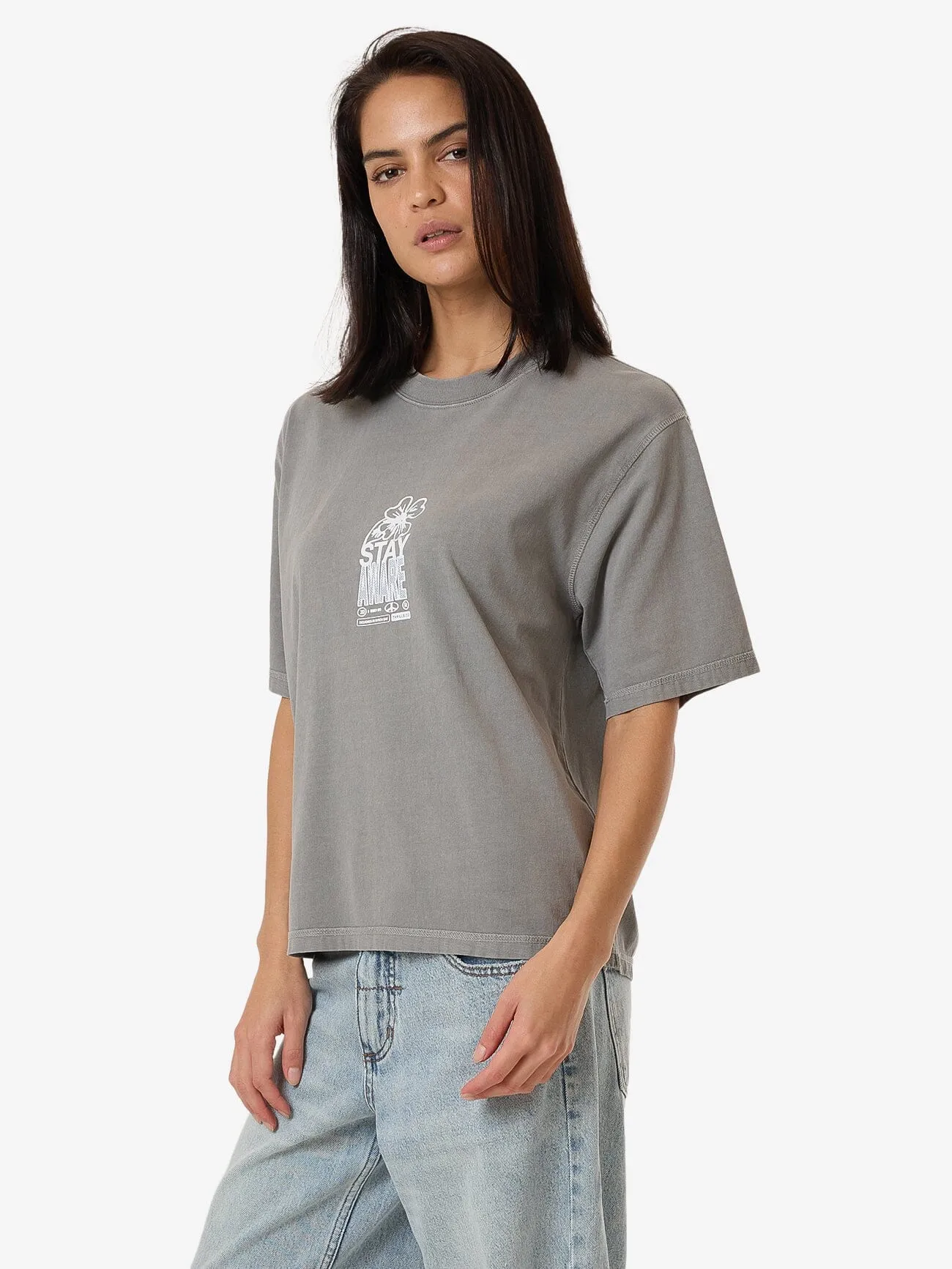Stay Aware Square Tee - Washed Grey sold by Thrills product image thumbnail 5