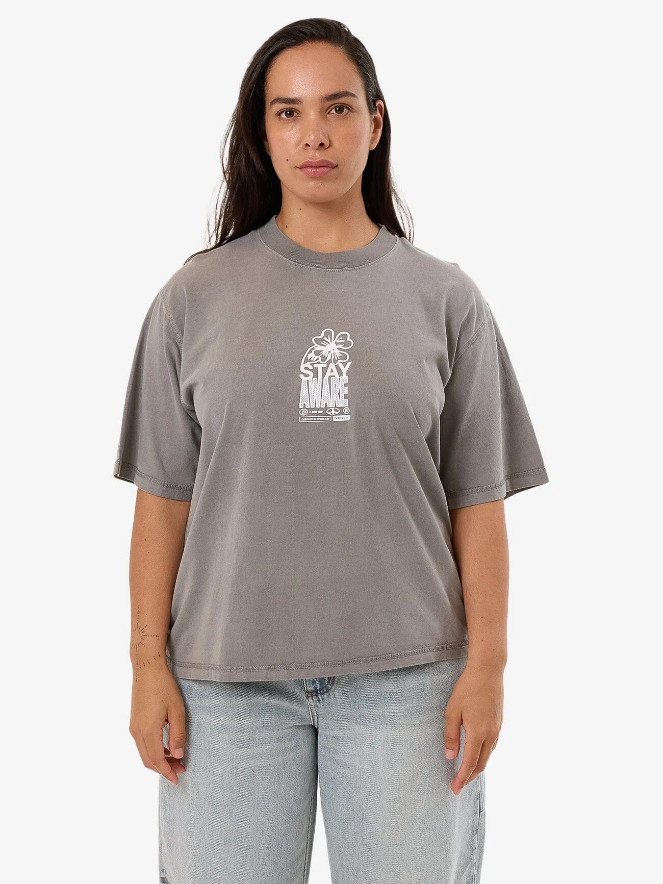 Stay Aware Square Tee - Washed Grey sold by Thrills product image thumbnail 2