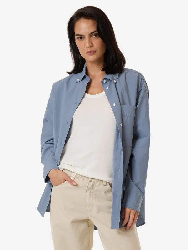 Maxwell Poplin Oversized Shirt - Dusty Blue sold by Thrills