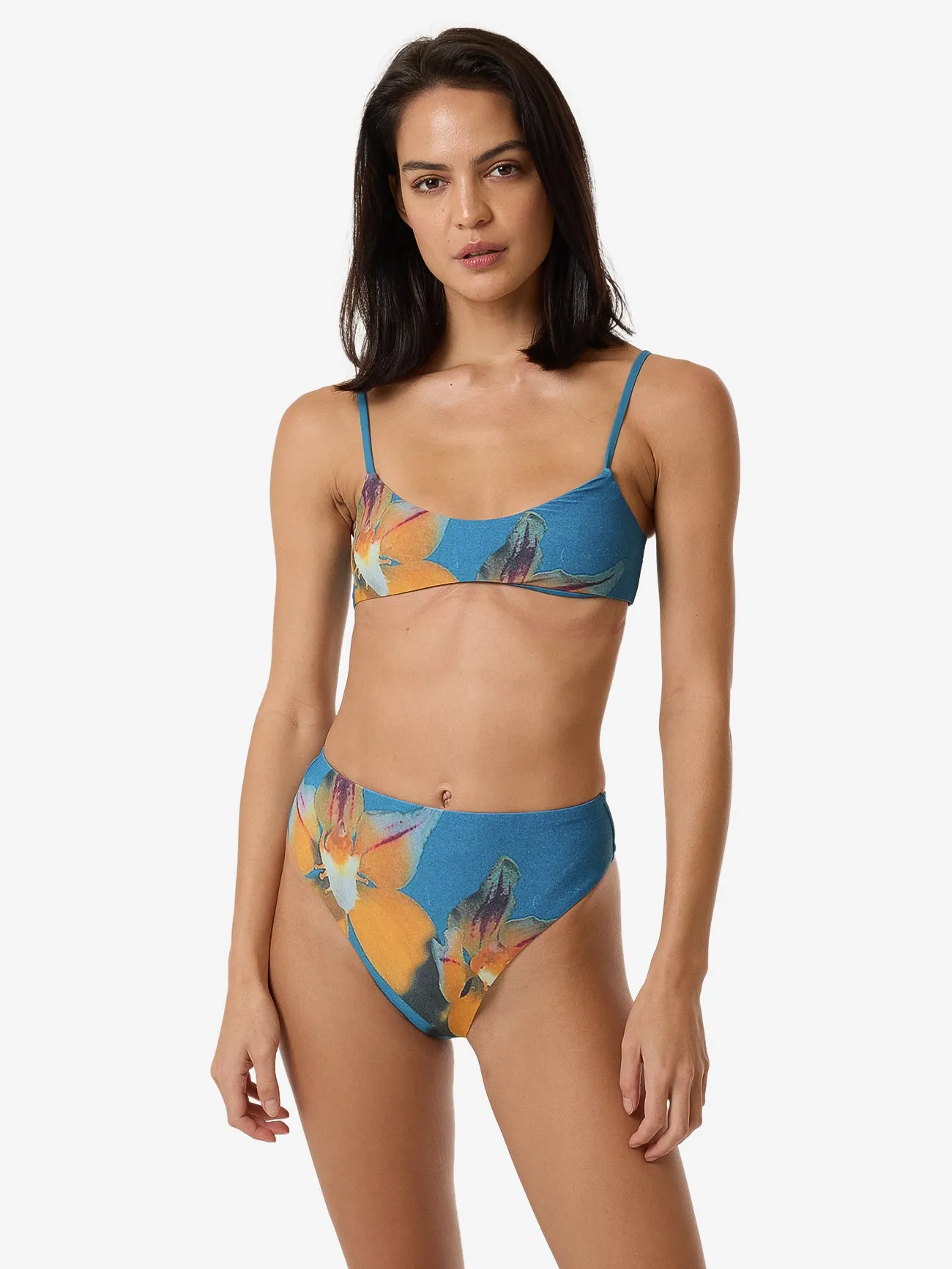 Flower Society 90S High Cut Bikini Bottom - Stella Blue sold by Thrills