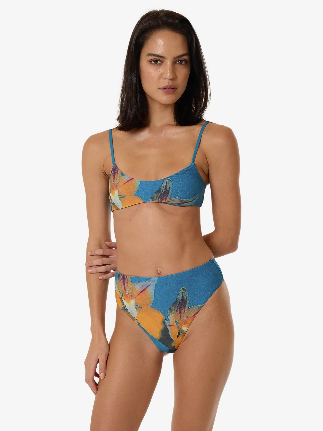 Flower Society Crop Bikini Top - Stella Blue sold by Thrills