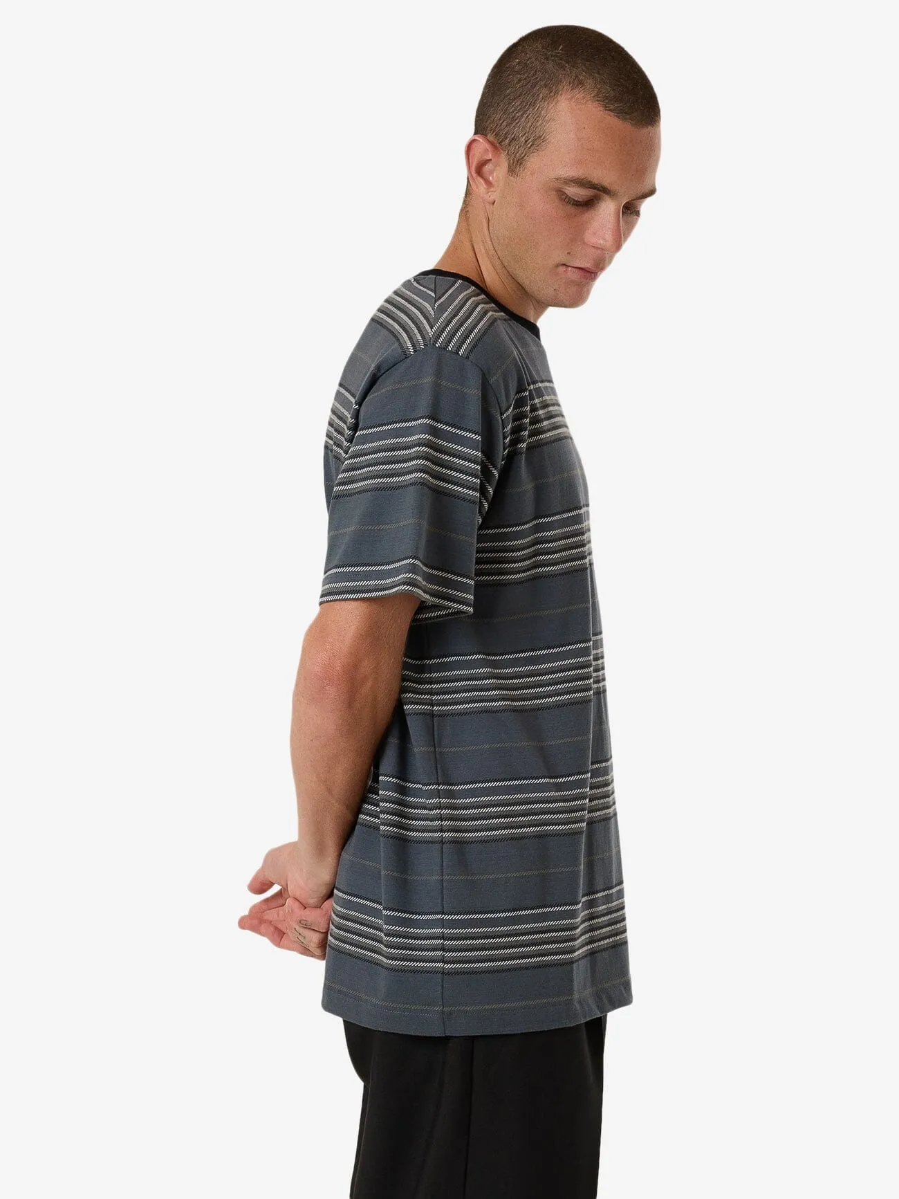Heavy Times Stripe Merch Fit Tee - Light Petrol sold by Thrills product image thumbnail 4
