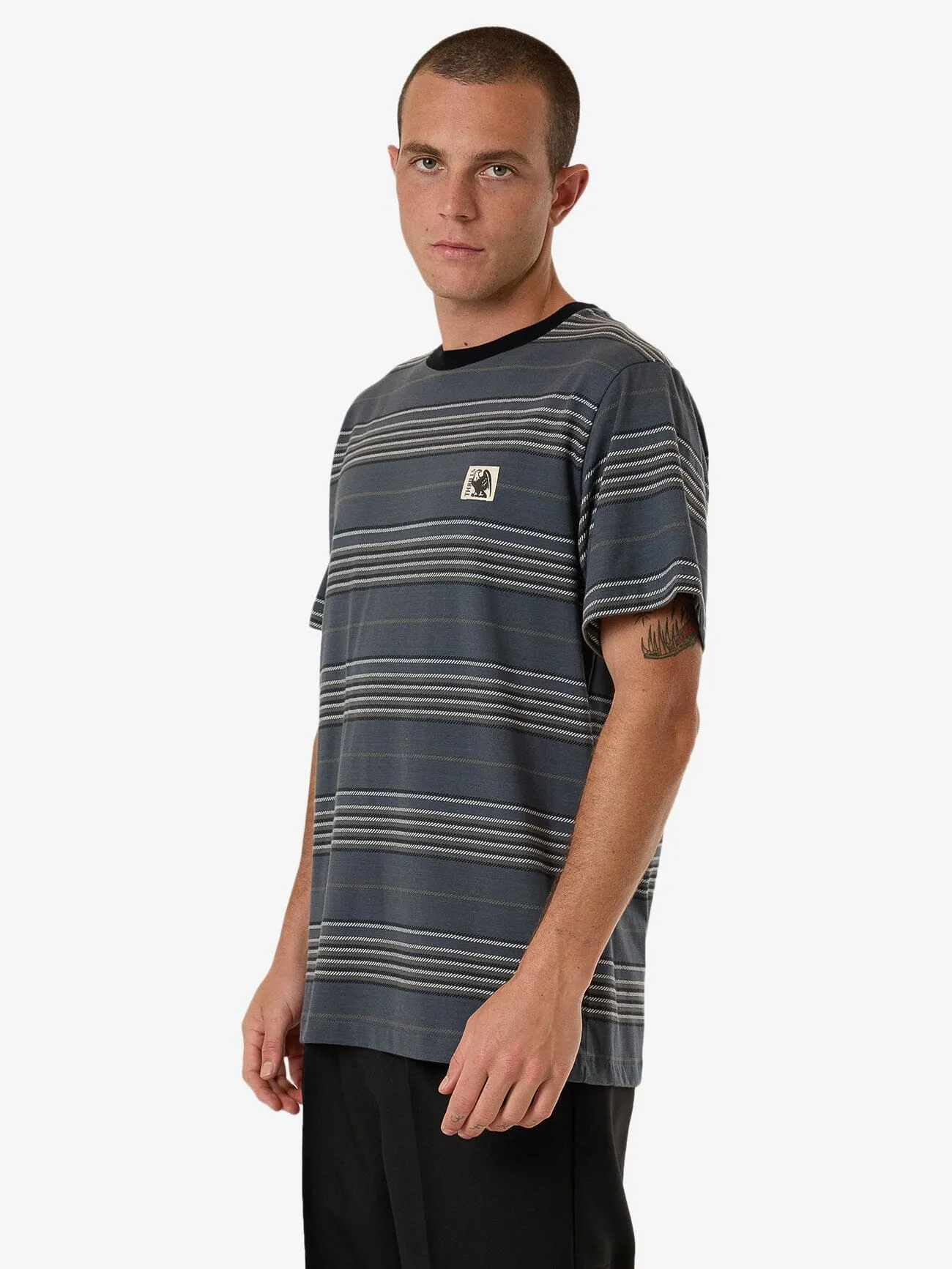 Heavy Times Stripe Merch Fit Tee - Light Petrol sold by Thrills product image thumbnail 3