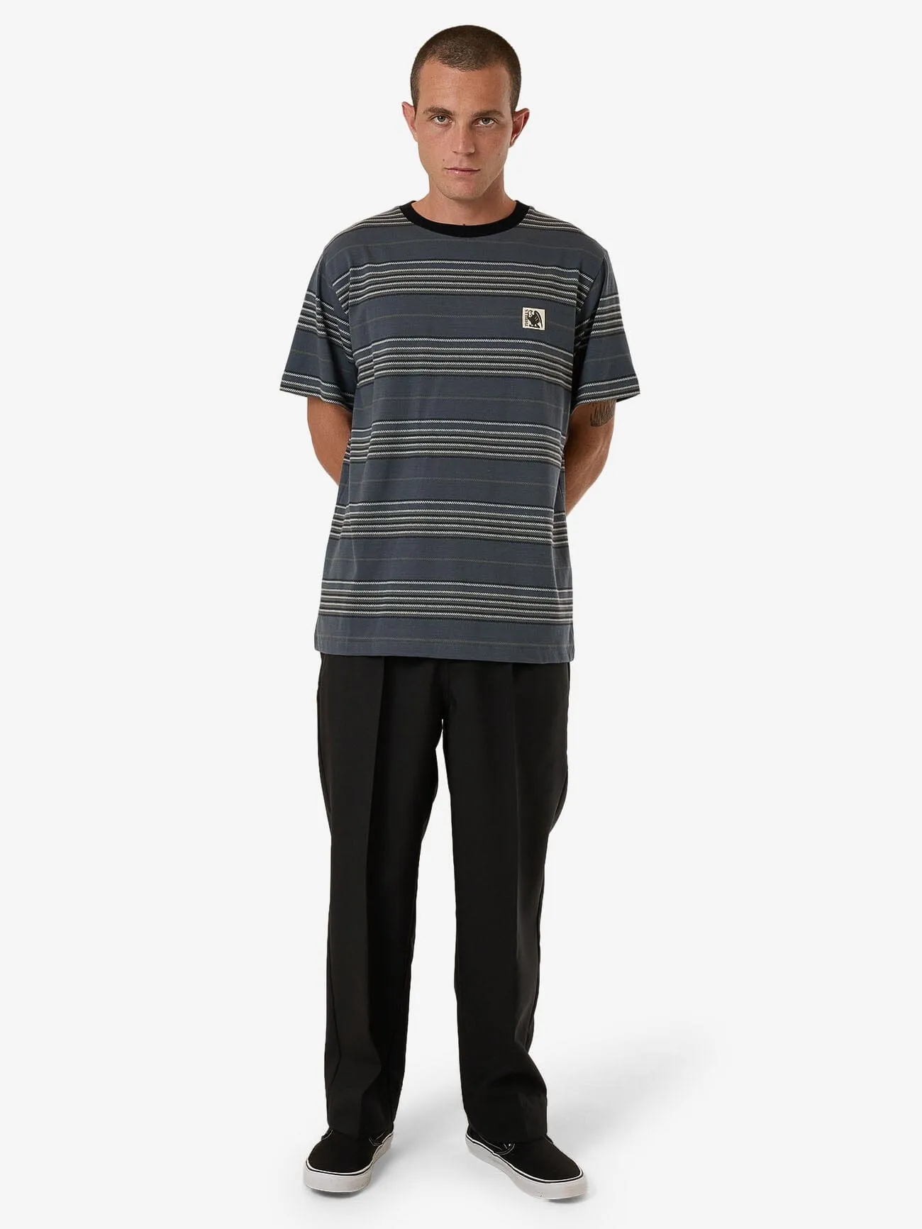 Heavy Times Stripe Merch Fit Tee - Light Petrol sold by Thrills product image thumbnail 5