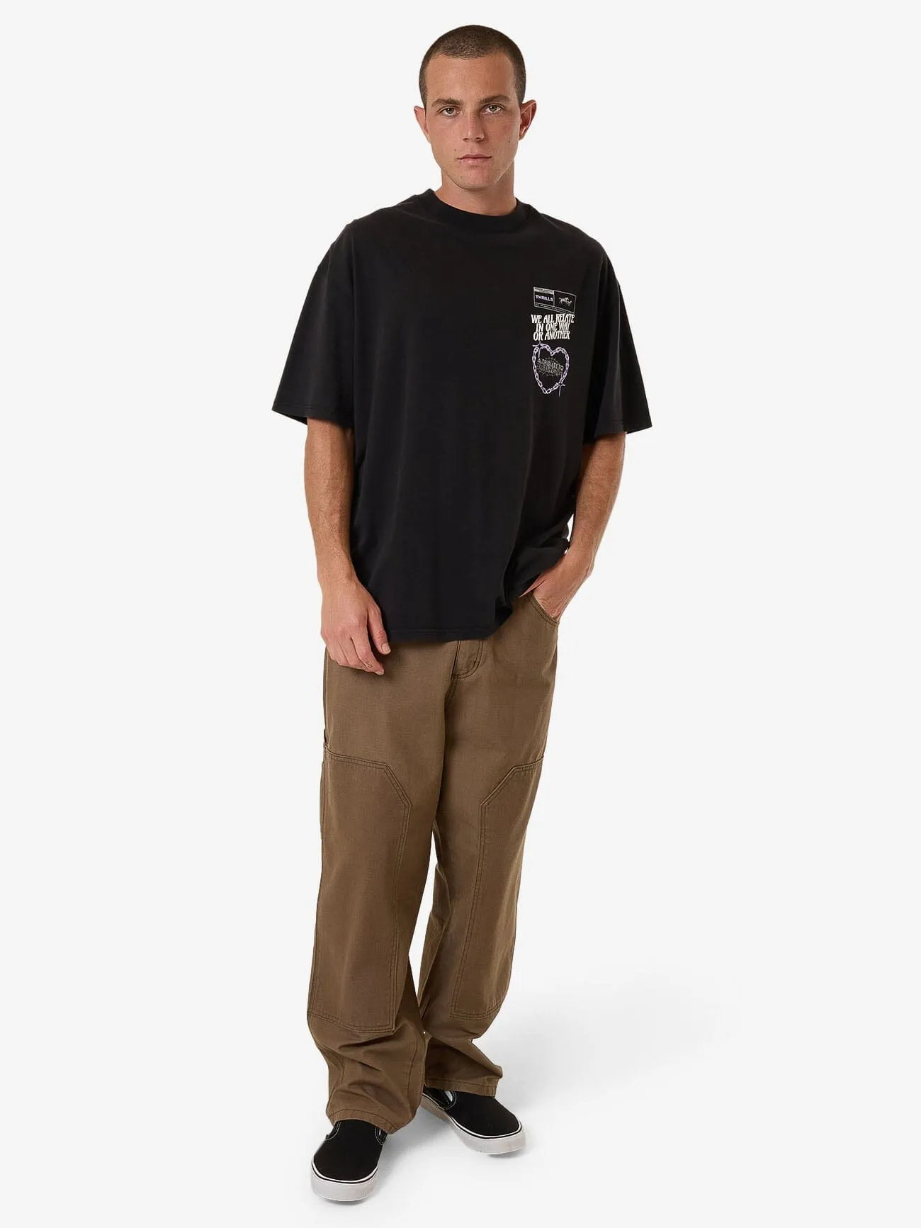 Chain Reaction Box Fit Oversize Tee - Faded Black sold by Thrills product image thumbnail 5