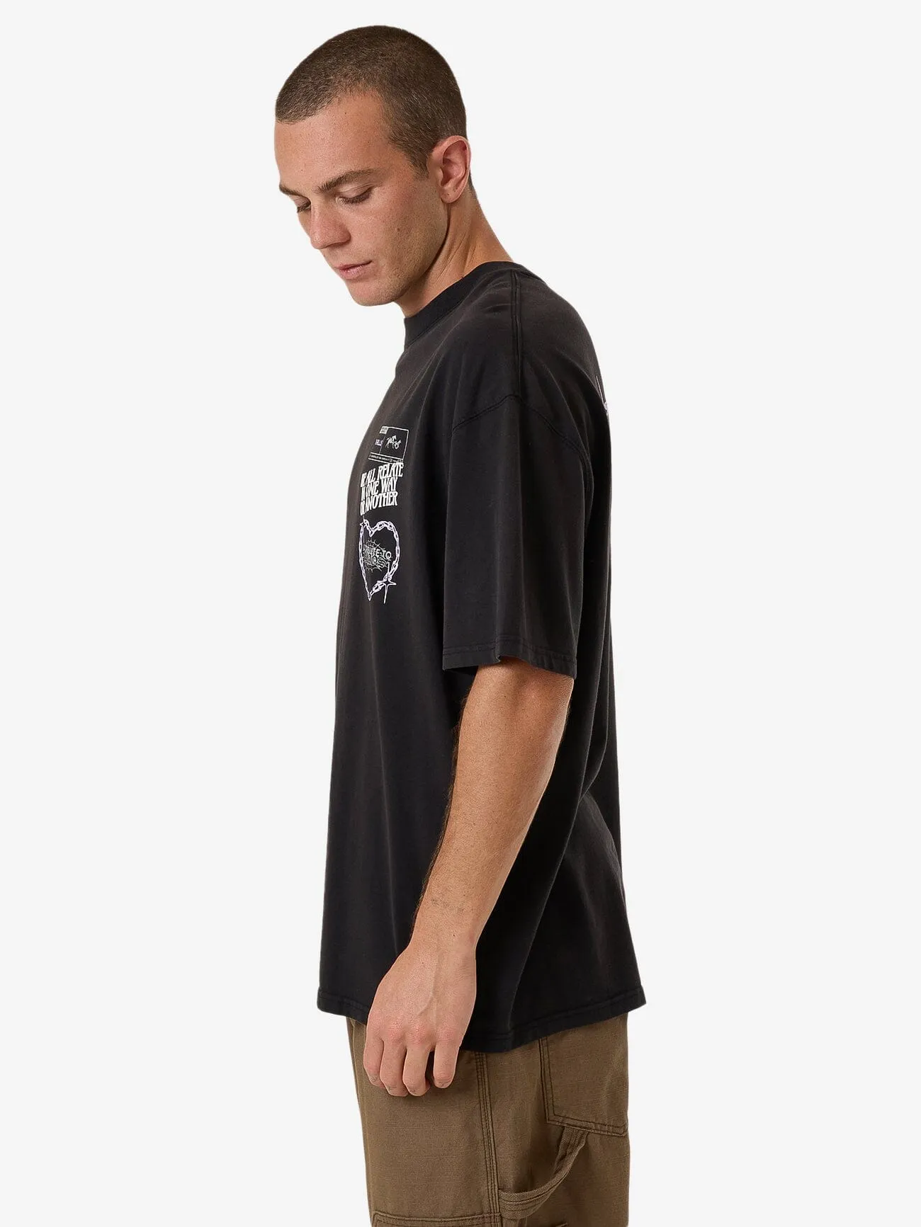 Chain Reaction Box Fit Oversize Tee - Faded Black sold by Thrills product image thumbnail 3