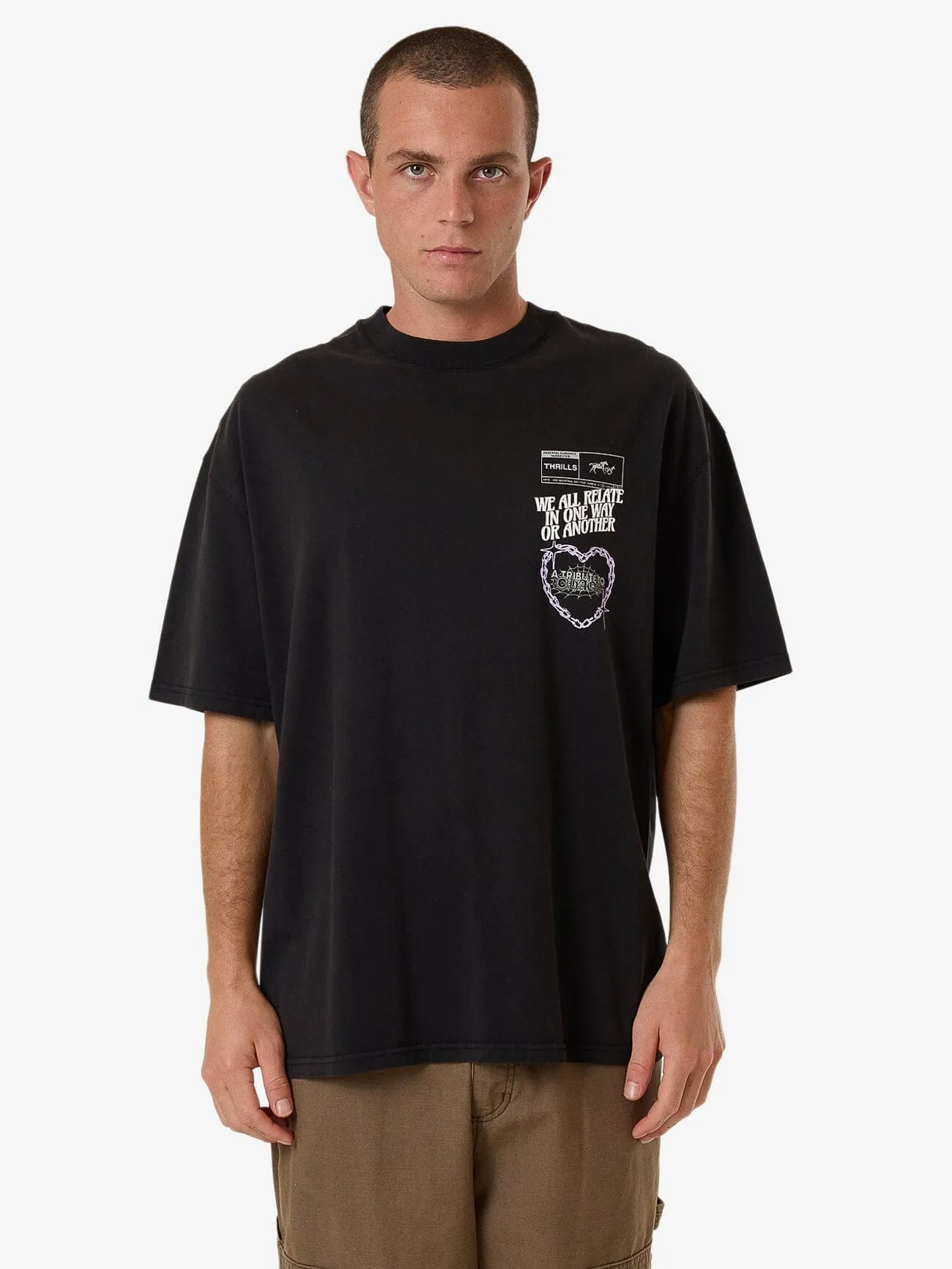 Chain Reaction Box Fit Oversize Tee - Faded Black sold by Thrills