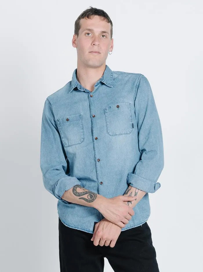 Pocket Canyon Long Sleeve Shirt - Trucker Blue sold by Thrills