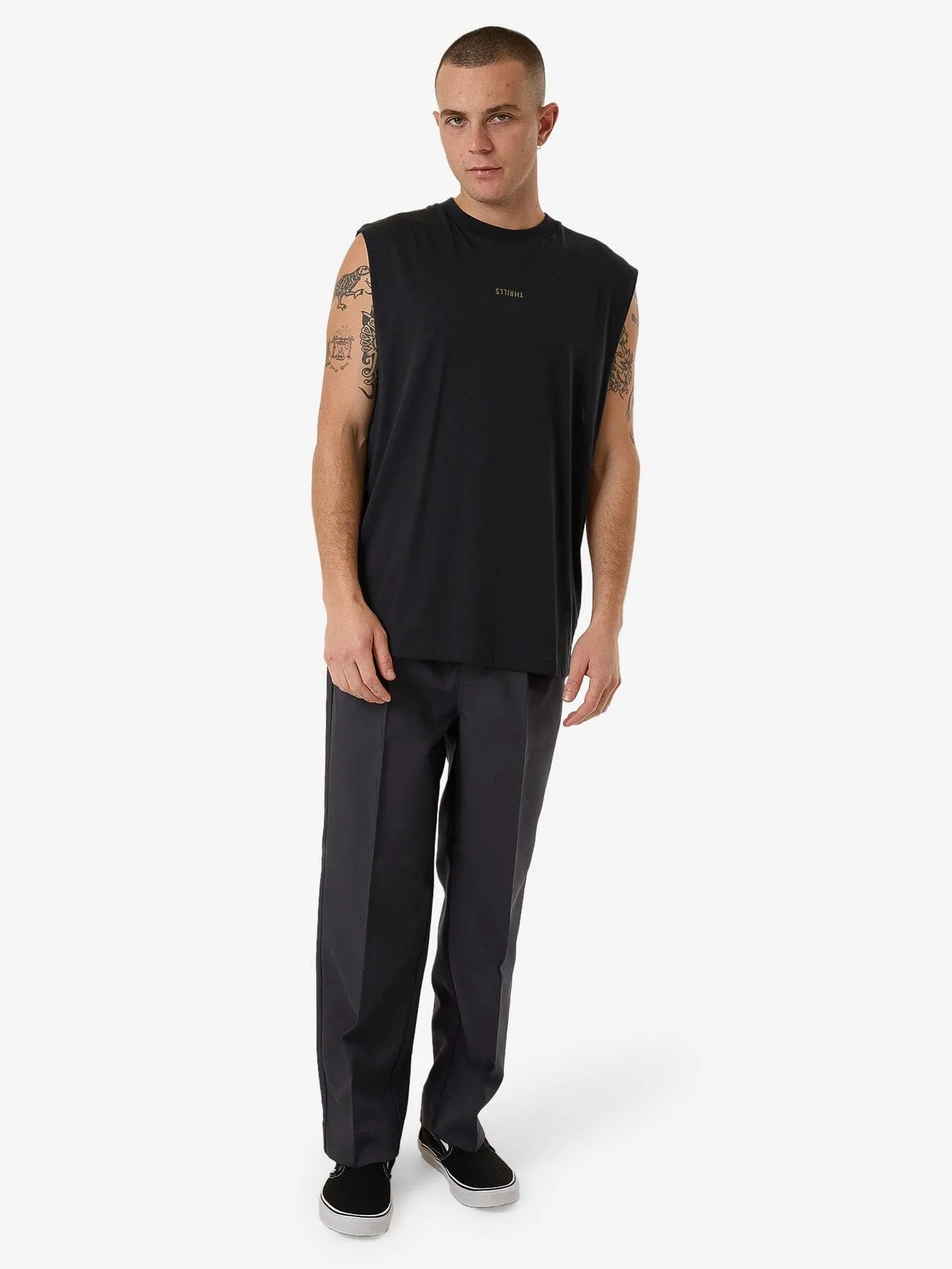 Minimal Thrills Merch Fit Muscle Tee - Faded Black sold by Thrills product image thumbnail 5