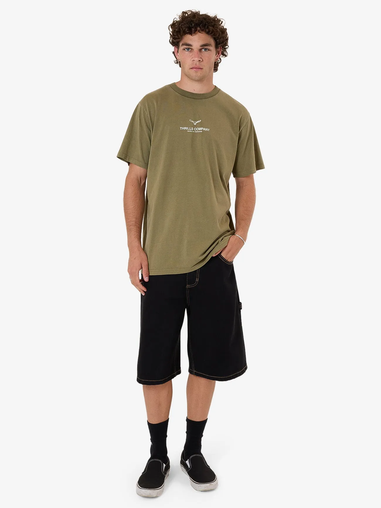 Emblem Merch Fit Tee - Olive sold by Thrills product image thumbnail 5