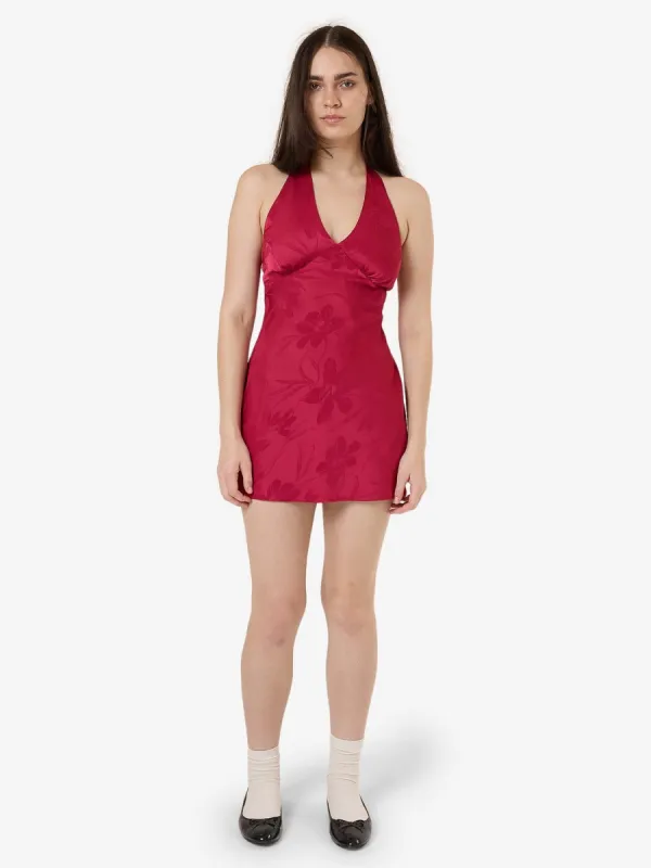 Dakota Floral Halter Mini Dress - Dark Cherry made by Thrills