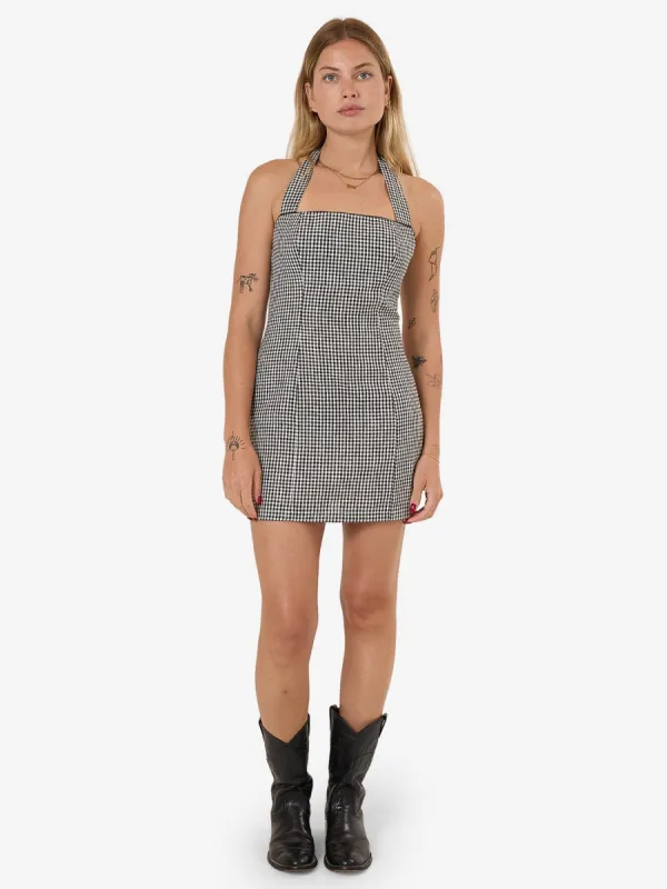 Gia Gingham Halter Dress - Black sold by Thrills