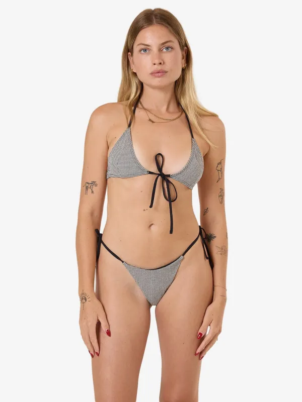 Gia Gingham Micro String Bikini Bottom - Black sold by Thrills