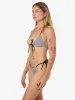 Gia Gingham Tie Front Tri Bikini Top - Black sold by Thrills