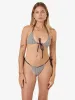 Gia Gingham Tie Front Tri Bikini Top - Black sold by Thrills