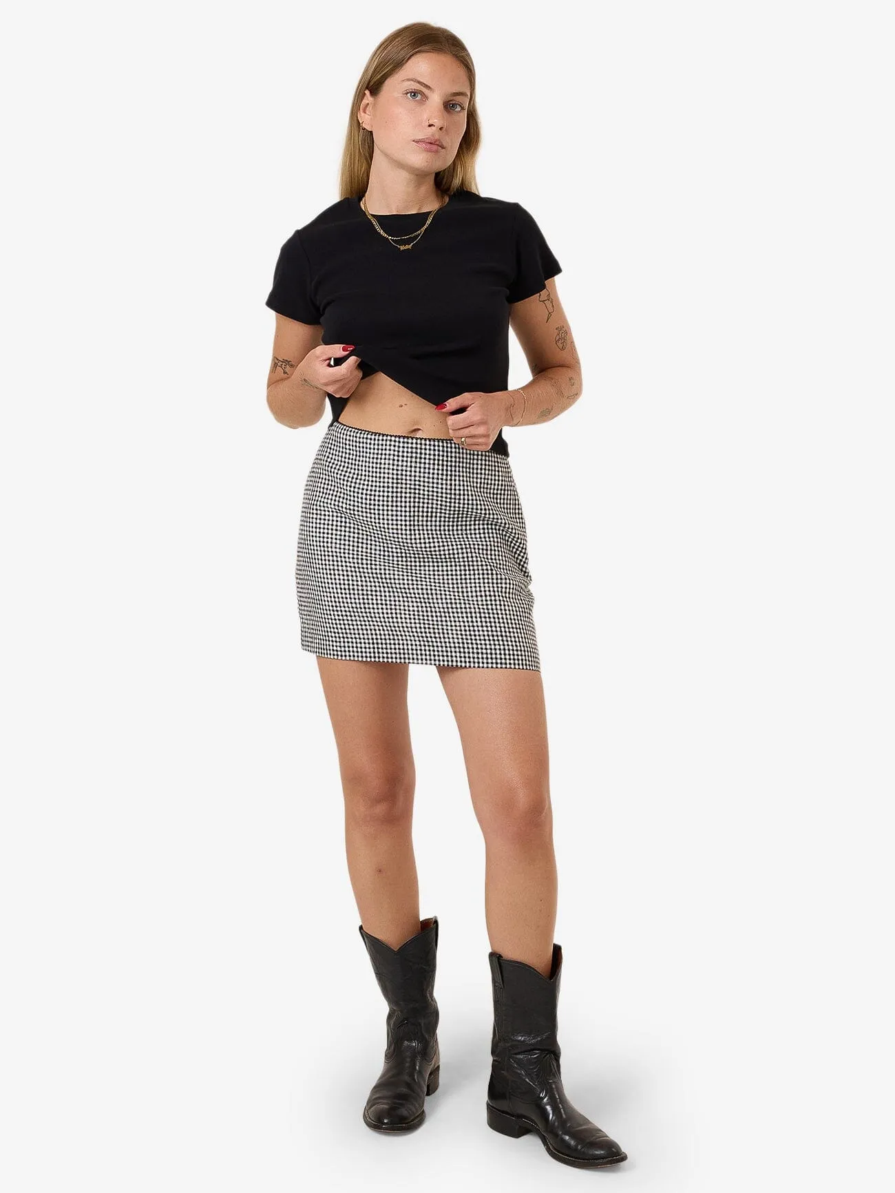 Gia Gingham Skirt - Black sold by Thrills product image thumbnail 5
