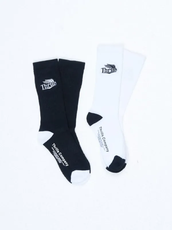 High Life 2 Pack Sock - Black - White sold by Thrills