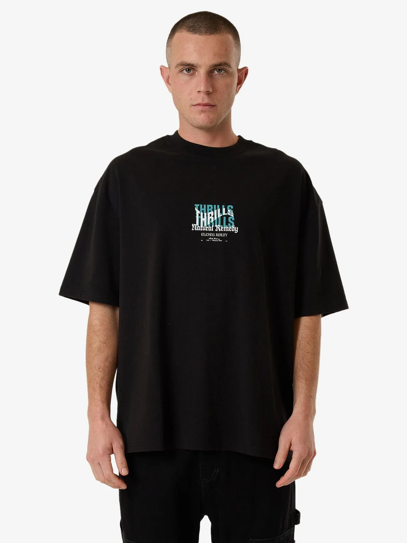 Natural Remedy Box Fit Oversize Tee - Black sold by Thrills