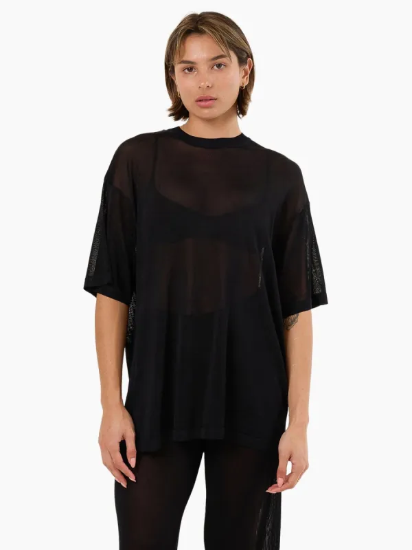 Anais Knit Oversize Tee - Black (N) sold by Thrills