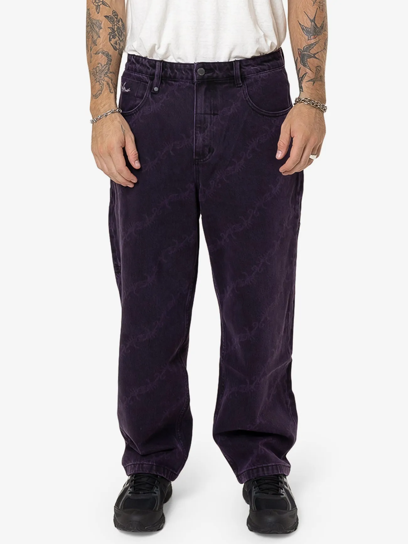 Thrills x Epokhe Big Slacker Baggy Denim Jean - Black/Purple sold by Thrills