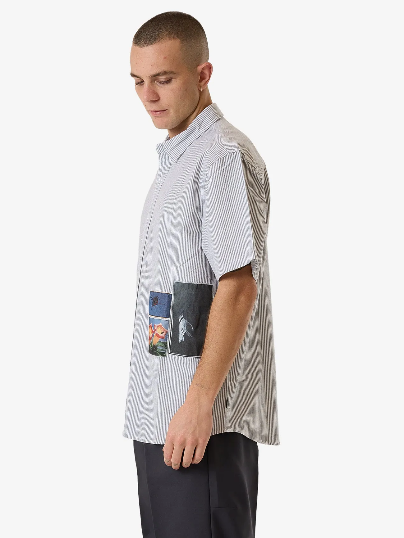 Come & Believe Short Sleeve Shirt - Jasper Green Stripe sold by Thrills product image thumbnail 5