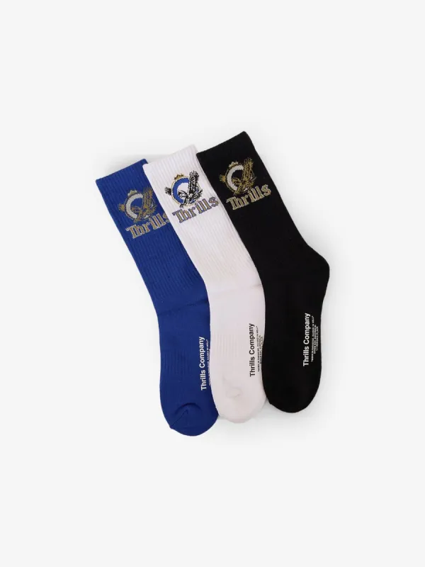 Royalty 3 Pack Sock - Tofu - True Blue - Black sold by Thrills