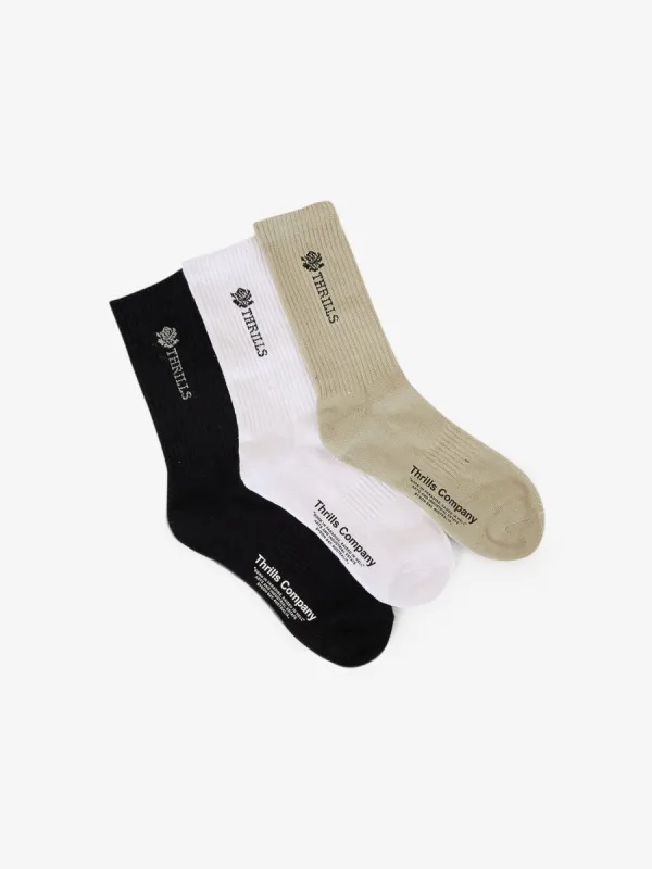 Be Adorned 3 Pack Sock - White - Black - Overcast made by Thrills