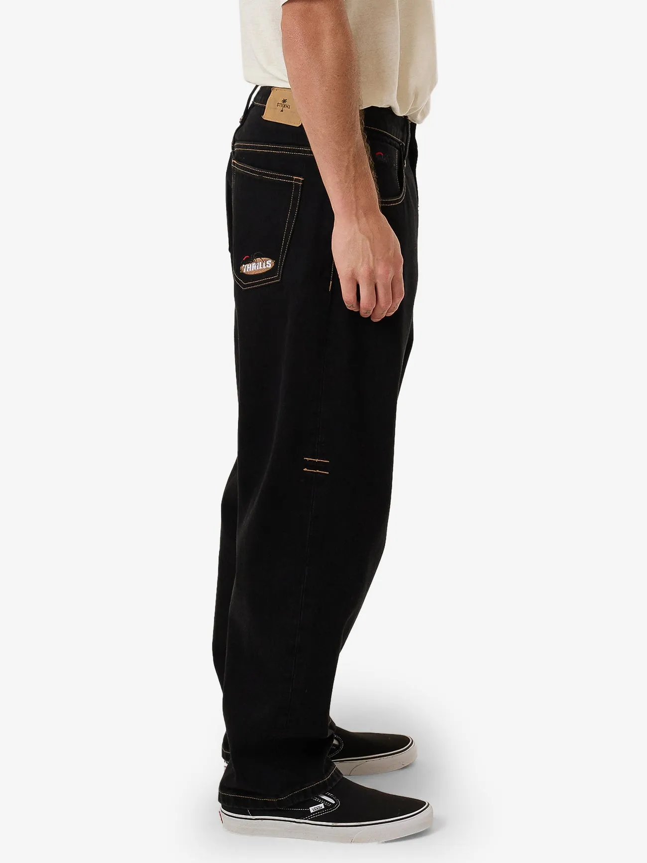 Big Slacker Baggy Embro Denim Jean - Black Rinse sold by Thrills product image thumbnail 4