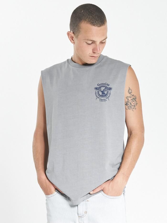 Genuine Merch Fit Muscle Tee - Washed Grey sold by Thrills product image thumbnail 2