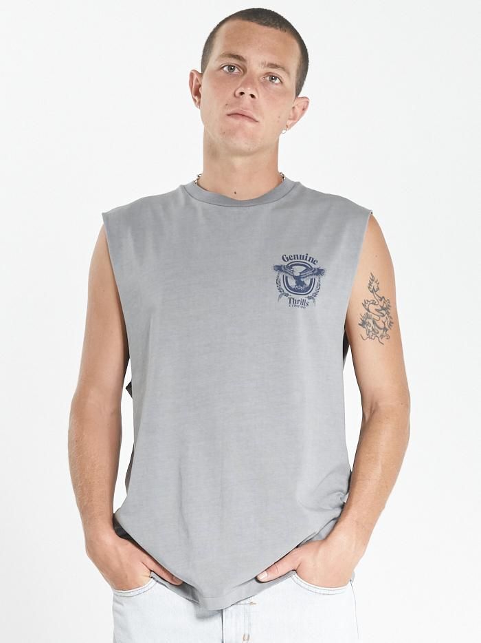 Genuine Merch Fit Muscle Tee - Washed Grey sold by Thrills product image thumbnail 4