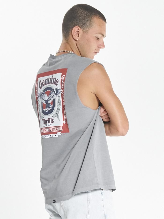 Genuine Merch Fit Muscle Tee - Washed Grey sold by Thrills product image thumbnail 3