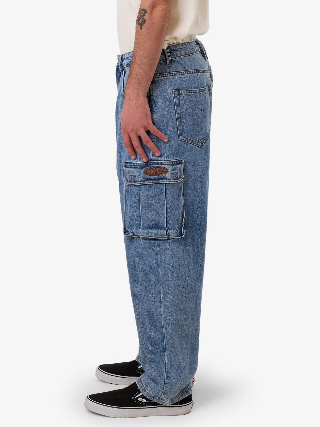 Big Slacker Baggy Denim Cargo Jean - Vintage Stone Blue sold by Thrills product image thumbnail 4