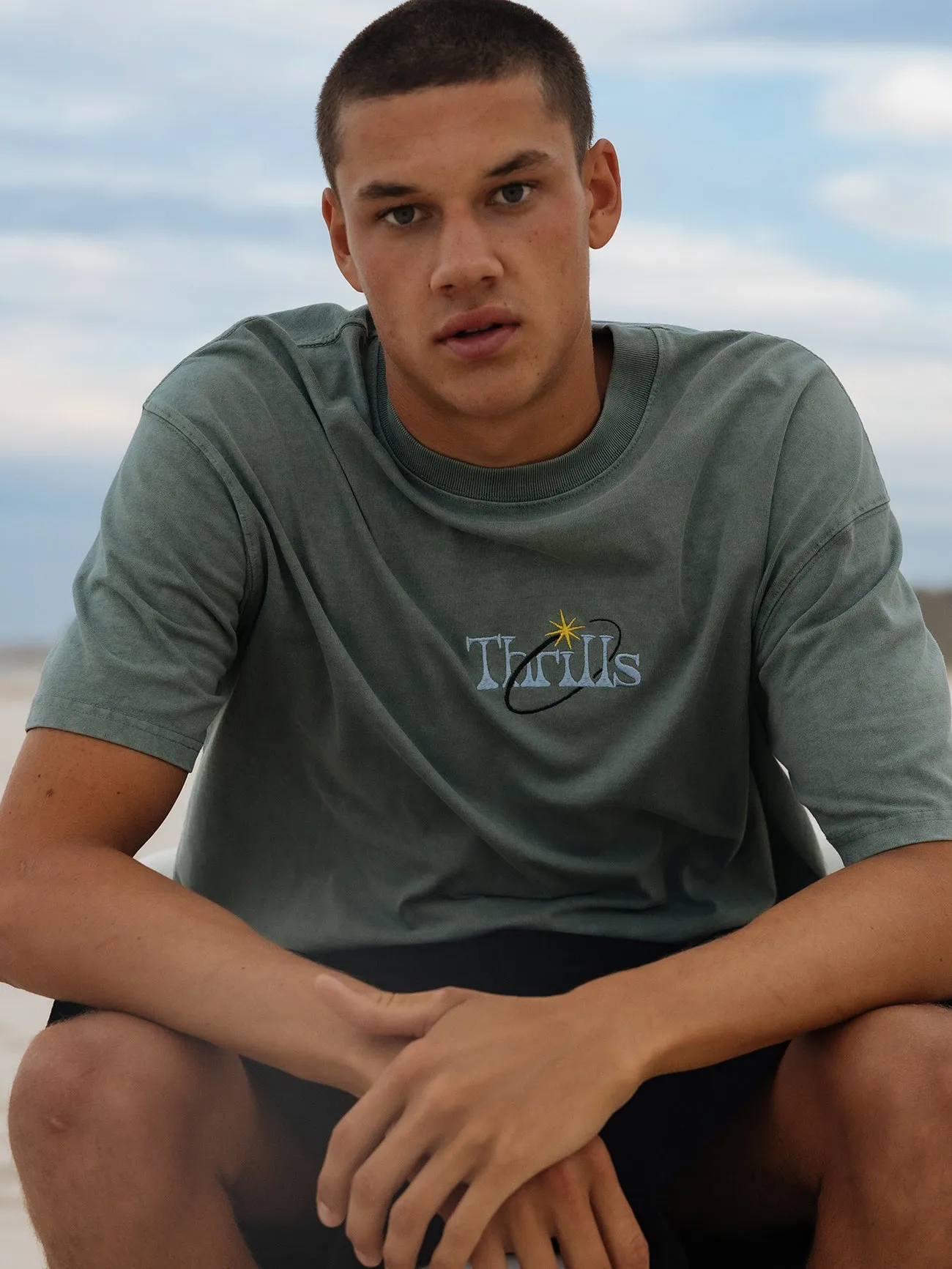 Ambient Connections Box Fit Oversize Tee - Chinois Green sold by Thrills