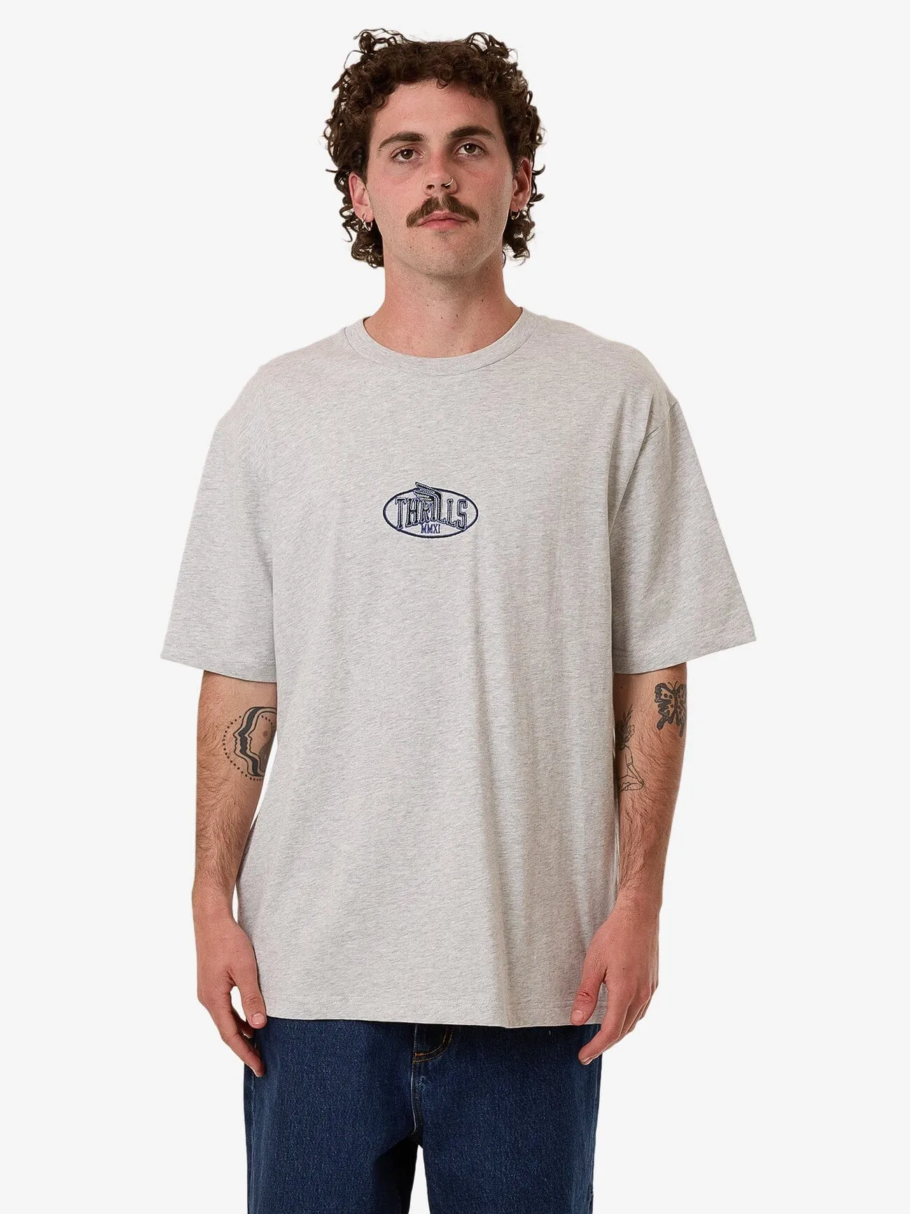 Born To Fly Embro Oversize Fit Tee - Snow Marle sold by Thrills