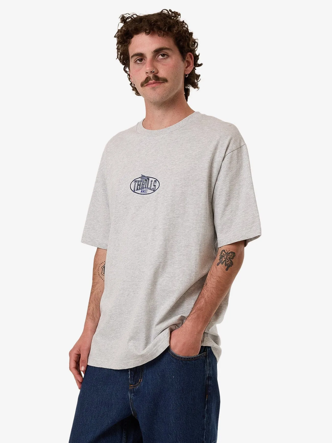 Born To Fly Embro Oversize Fit Tee - Snow Marle sold by Thrills product image thumbnail 5