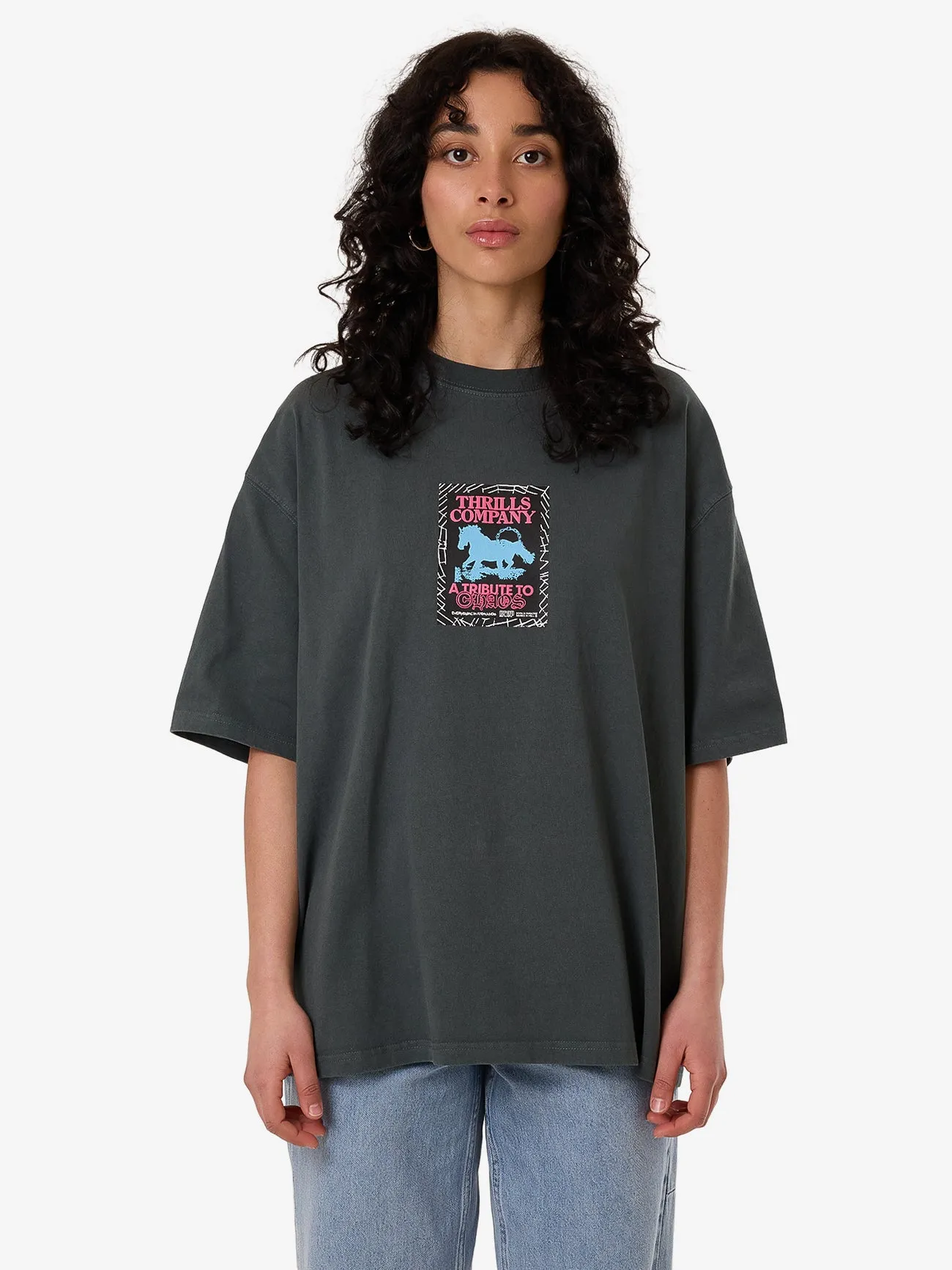 Chain of Formation Oversized Tee - Charcoal Blue sold by Thrills