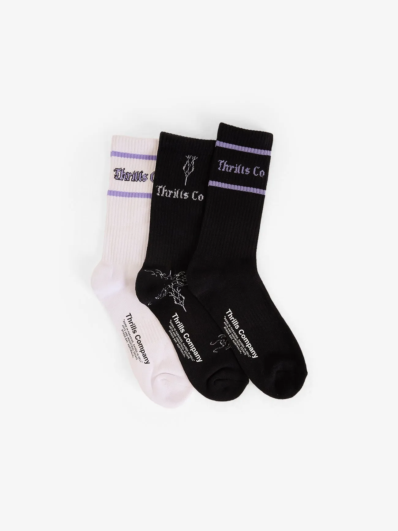 Filter 3 Pack Sock - White - Black - Black Filter sold by Thrills