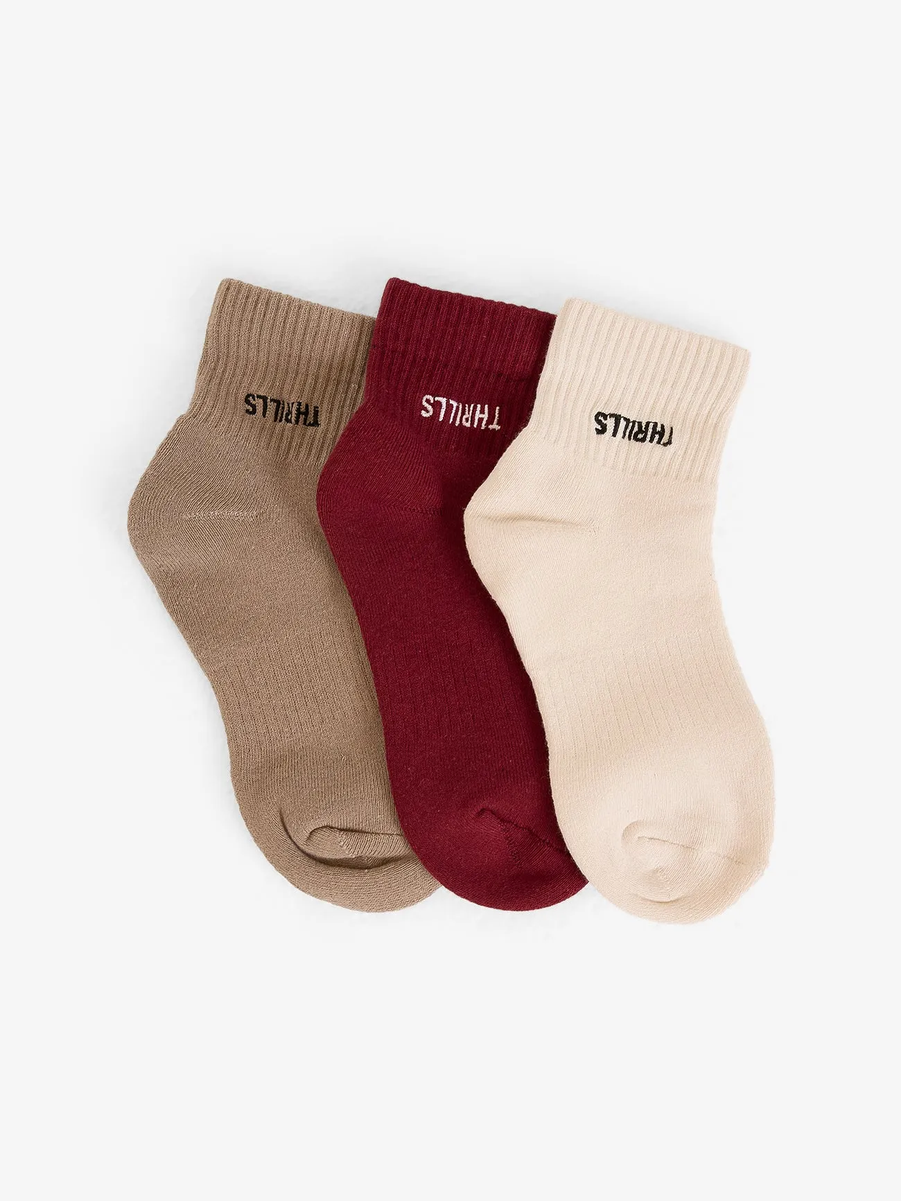 Minimal Thrills 3 Pack Sock - String - Cabernet - Heritage White sold by Thrills