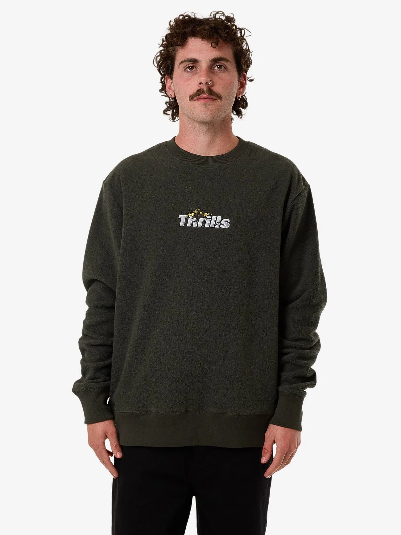 Solace Of Nature Oversize Polar Fleece Crew - Oil Green sold by Thrills