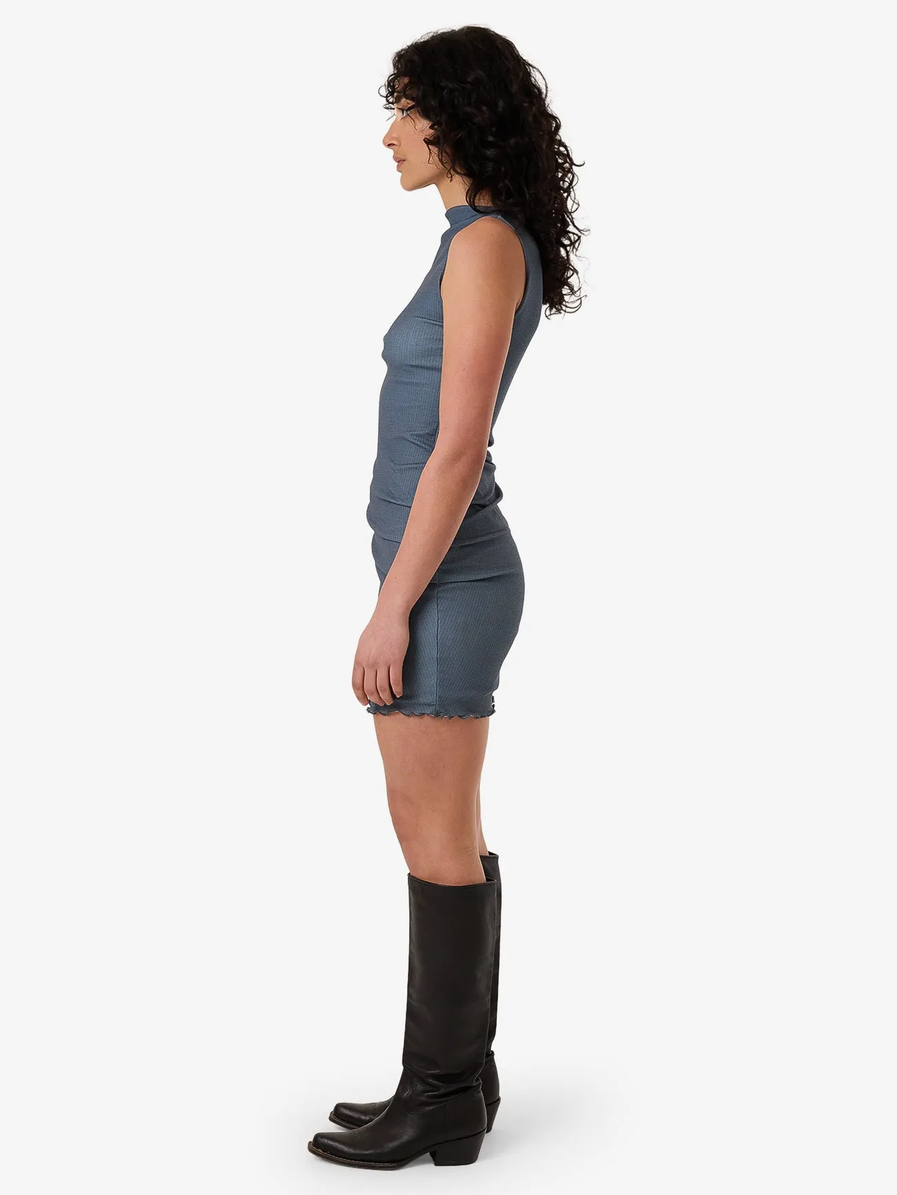 Vertigo Plaid Mini Dress - Charcoal Blue sold by Thrills product image thumbnail 3