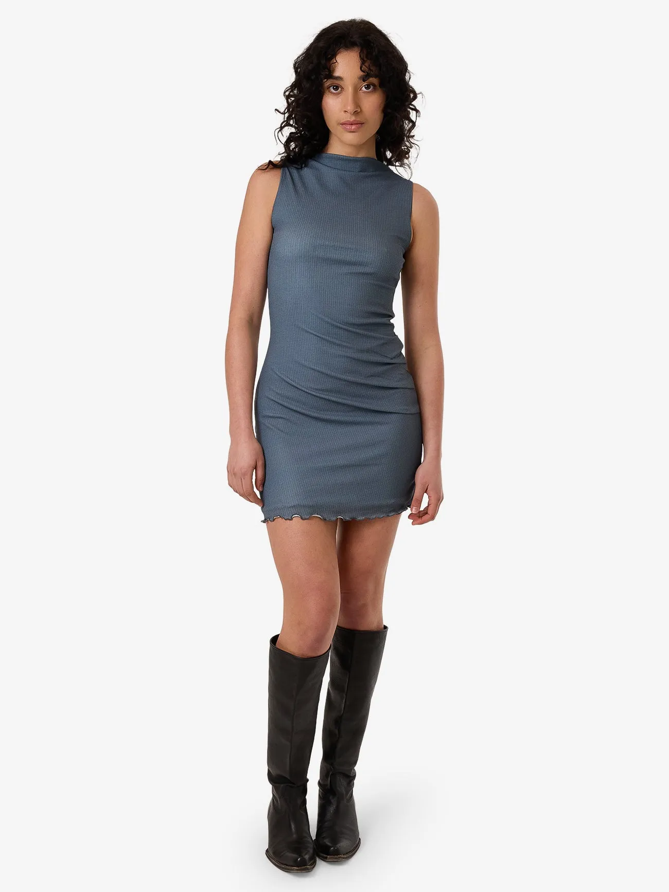 Vertigo Plaid Mini Dress - Charcoal Blue sold by Thrills product image thumbnail 4
