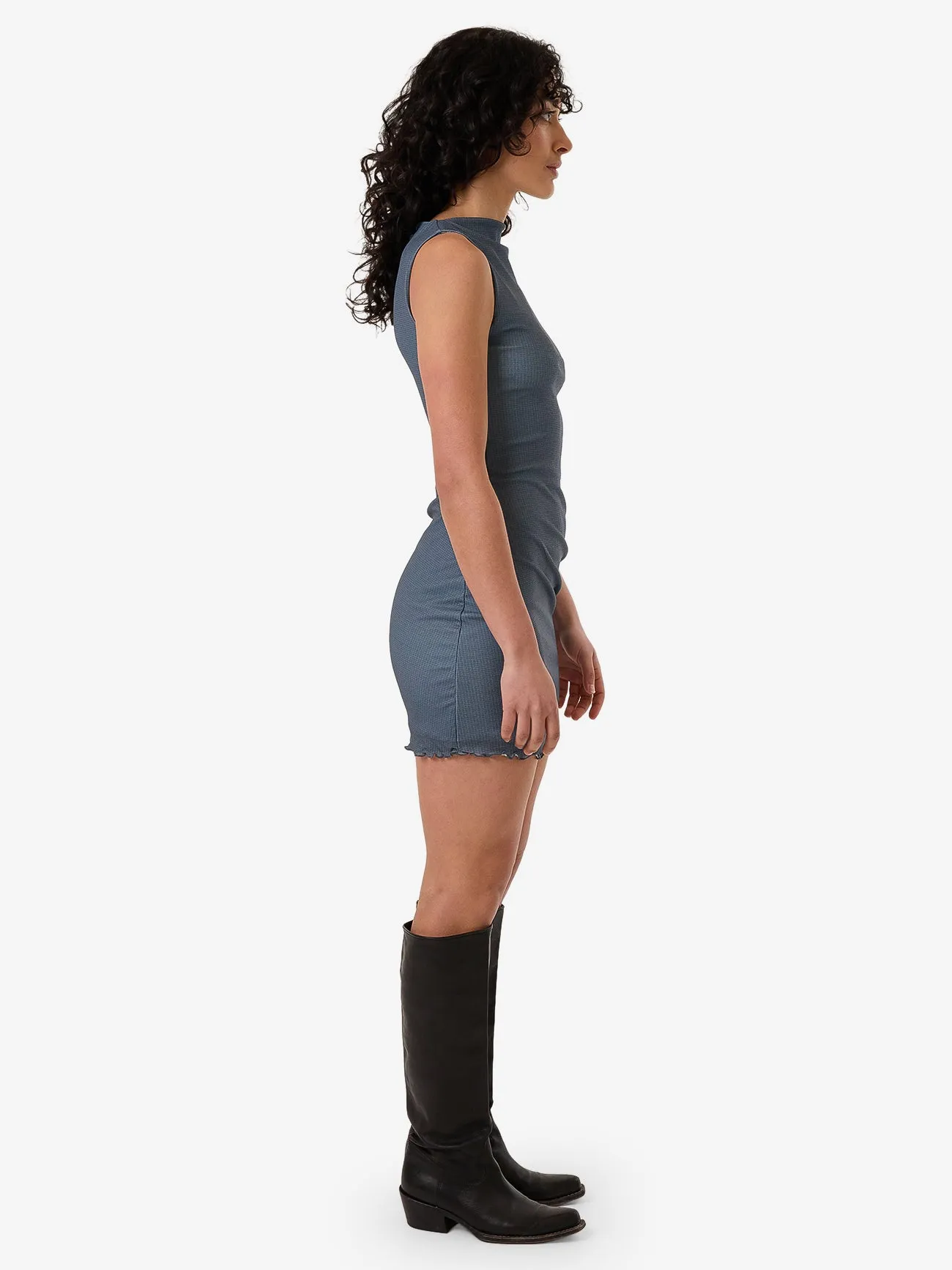 Vertigo Plaid Mini Dress - Charcoal Blue sold by Thrills product image thumbnail 2