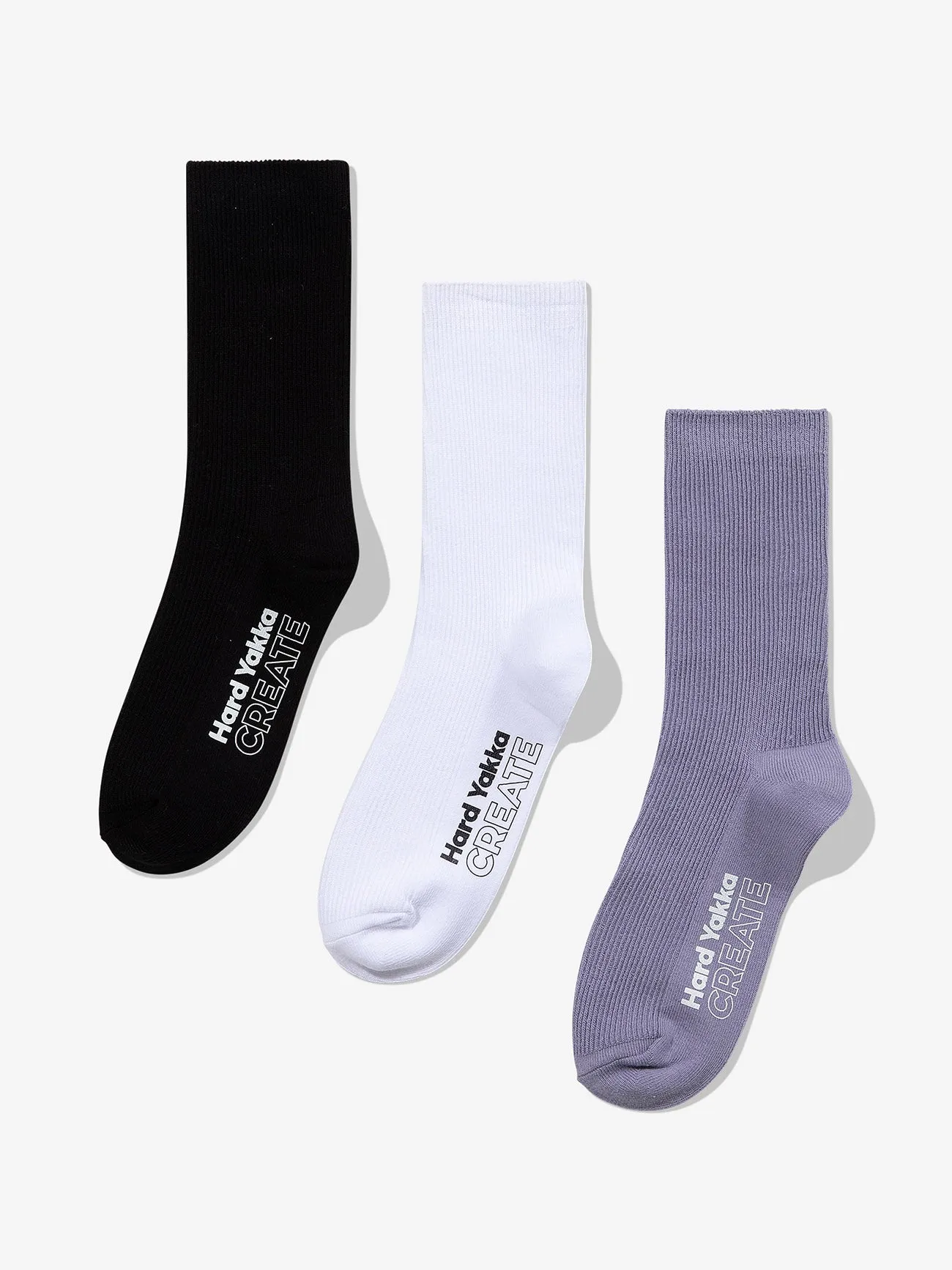 HYC 3 Pack Socks - Grey Ridge - White - Black sold by Thrills