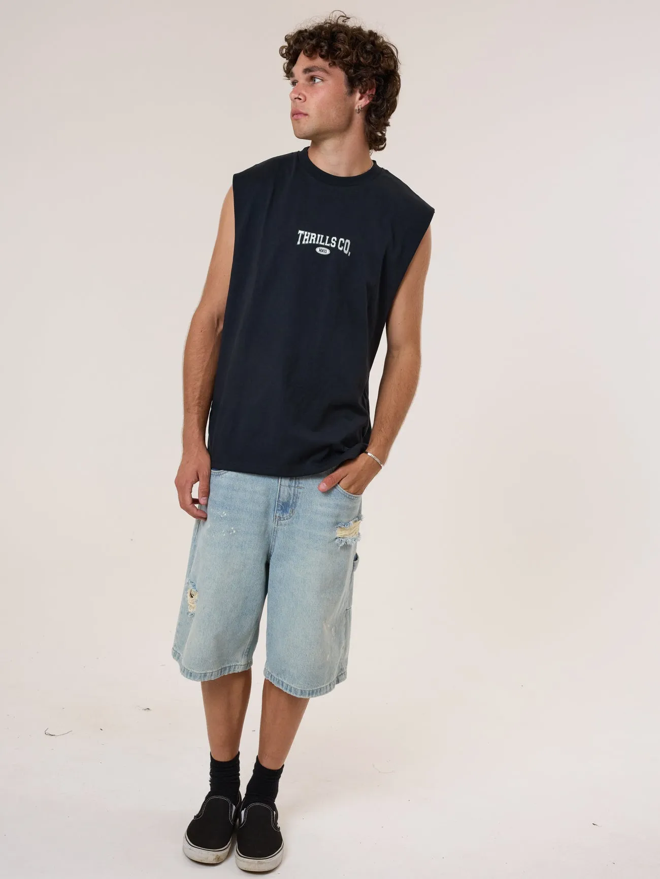Recruit Merch Fit Muscle Tee - Washed Black sold by Thrills product image thumbnail 5
