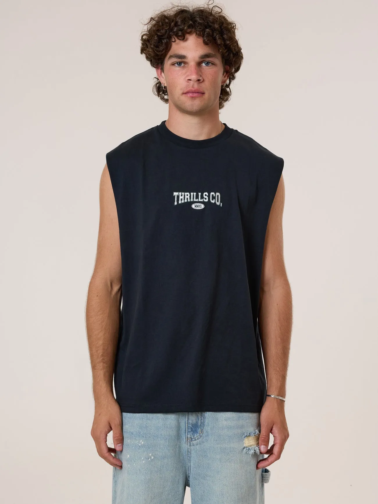 Recruit Merch Fit Muscle Tee - Washed Black sold by Thrills