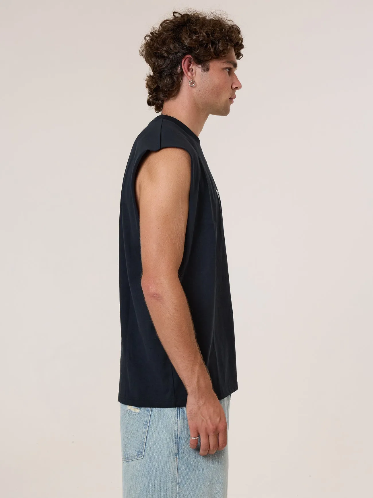 Recruit Merch Fit Muscle Tee - Washed Black sold by Thrills product image thumbnail 4